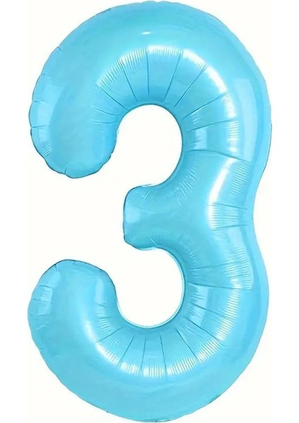 Mavi 3 Rakam Folyo Balon 80 cm
