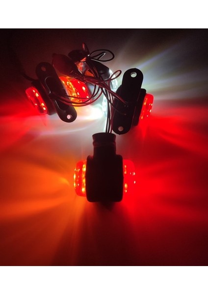 2 Adet 12 Ledli Mini Takoz Lamba 12-24 Volt Sarı Kırmızı