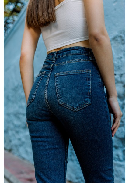 Yüksek Bel, Esnek Skinny Denim Dar Kalıp Mom Jean Kadın Kot Pantolon @cremona fiyatları