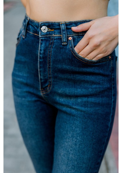 Yüksek Bel, Esnek Skinny Denim Dar Kalıp Mom Jean Kadın Kot Pantolon @cremona modelleri