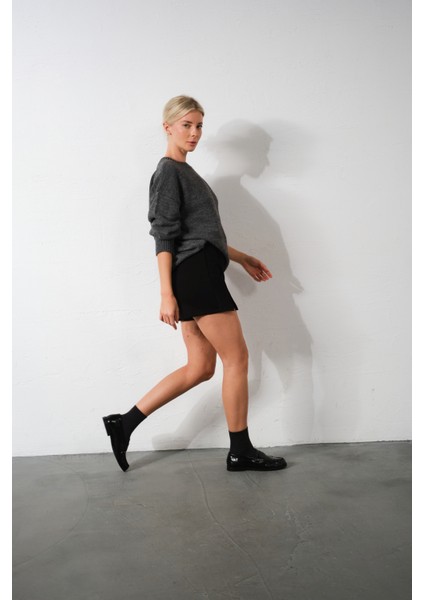 Düşük Omuz Bisiklet Yaka Oversize Triko Kadın Kazak modelleri