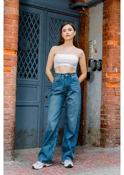 Yüksek Bel, Geniş Paça Denim Geniş Paça Palazzo Kadın Jean Kot Pantolon @asti modelleri