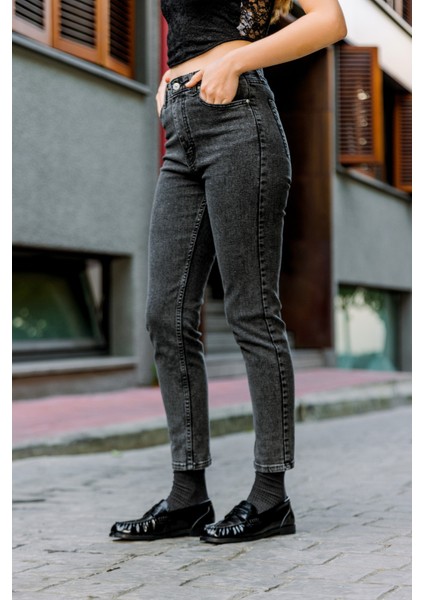 Yüksek Bel, Esnek Skinny Denim Dar Kalıp Mom Jean Kadın Kot Pantolon @cremona modelleri