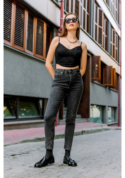 Yüksek Bel, Esnek Skinny Denim Dar Kalıp Mom Jean Kadın Kot Pantolon @cremona fırsatları