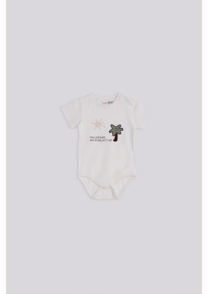 Erkek Bebek Ekru Body