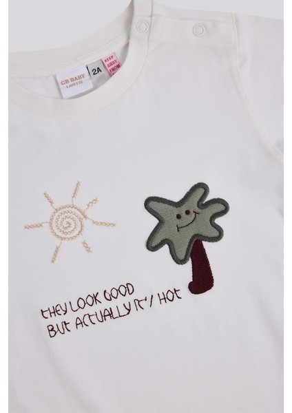 Erkek Bebek Ekru Body