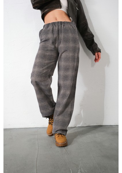 Ekoseli Flanel Yüksek Bel Pijama Altı Rahat Kesim Geniş Paça Pamuklu Kadın Pantolon fiyatları