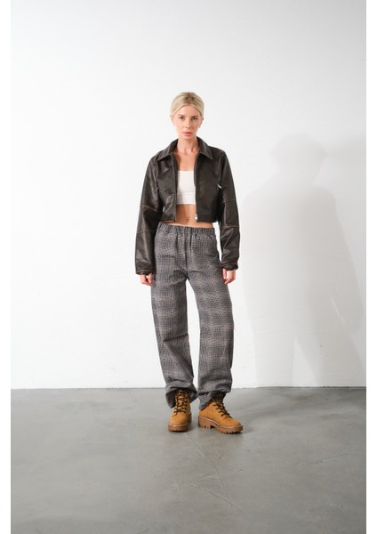 Ekoseli Flanel Yüksek Bel Pijama Altı Rahat Kesim Geniş Paça Pamuklu Kadın Pantolon modelleri