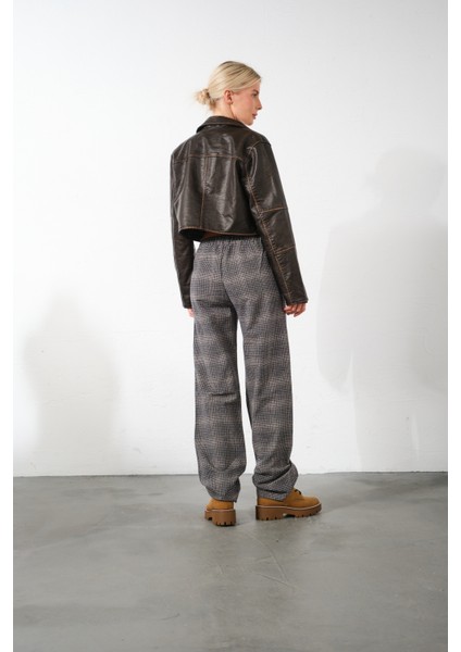 Ekoseli Flanel Yüksek Bel Pijama Altı Rahat Kesim Geniş Paça Pamuklu Kadın Pantolon indirimleri