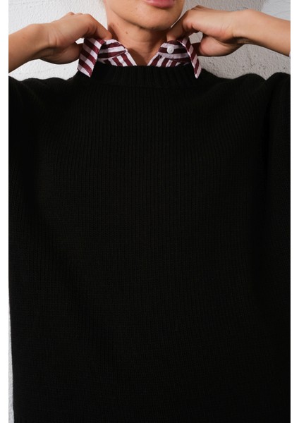 Düşük Omuz Bisiklet Yaka Oversize Triko Kadın Kazak modelleri