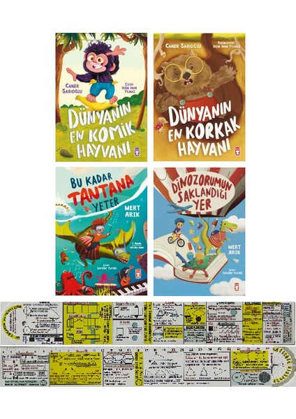 Dünyanın En Komik Hayvanı / En Korkak Hayvanı / Tantana Yeter / Dinozorumun Saklandığı Yer 4 Kitap (Matematik Öğreten Cetvel)