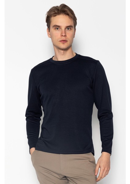 Unisex Bisiklet Yaka Teknolojik Ipeksi Pamuk Kumaş Sweatshirt