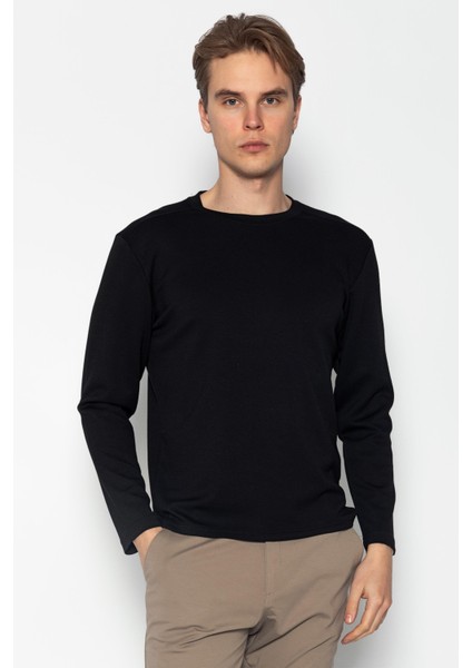 Unisex Bisiklet Yaka Teknolojik Ipeksi Pamuk Kumaş Sweatshirt