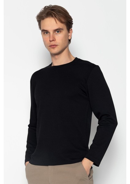 Unisex Bisiklet Yaka Teknolojik Ipeksi Pamuk Kumaş Sweatshirt
