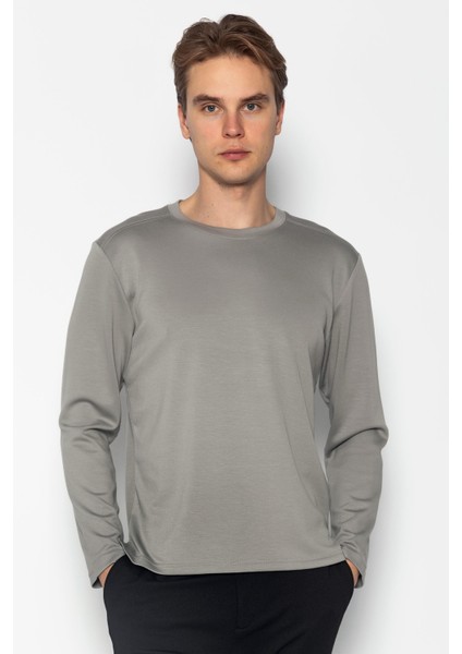 Unisex Bisiklet Yaka Teknolojik Ipeksi Pamuk Kumaş Sweatshirt