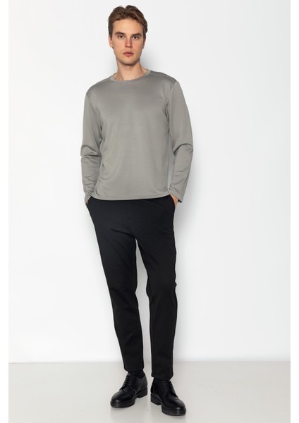 Unisex Bisiklet Yaka Teknolojik Ipeksi Pamuk Kumaş Sweatshirt