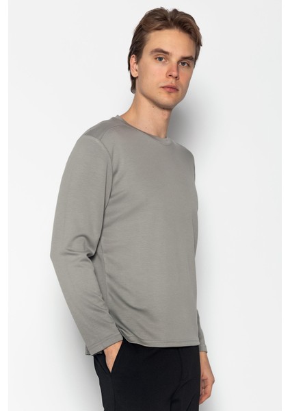 Unisex Bisiklet Yaka Teknolojik Ipeksi Pamuk Kumaş Sweatshirt