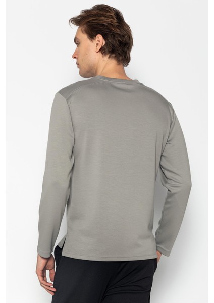 Unisex Bisiklet Yaka Teknolojik Ipeksi Pamuk Kumaş Sweatshirt