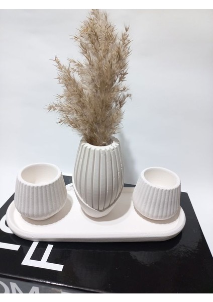 Iskandinav Vazolu Tabaklı Tealight Mumluk Set