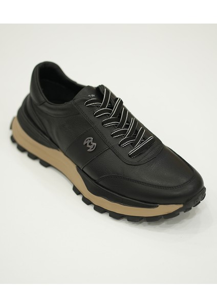 Siyah Bağcıklı Erkek Deri Sneaker modelleri