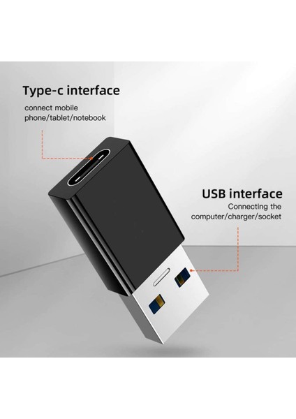 ADS-613 USB 3.1 To Type-C 10 Gbps Gen2 Yüksek Hızlı Data Şarj Çevirici Dönüştürücü Adaptör Siyah (2 Adet)