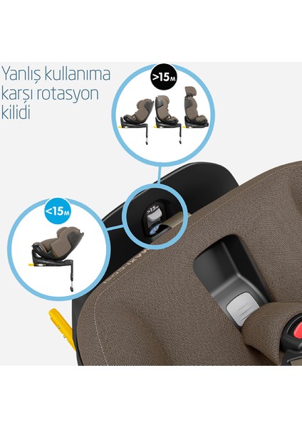 Emerald 360 Pro I-Size Dünyanın Ilk Kızaklı, Araç Dışına Çıkabilen Isofix'li 360 Dönebilir Yatabilir 0-36 kg Bebek Oto Koltuğu Authentic Truffle