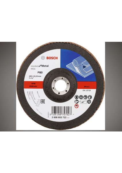 180*22,23 mm 80 Kum Metal Flap Disk