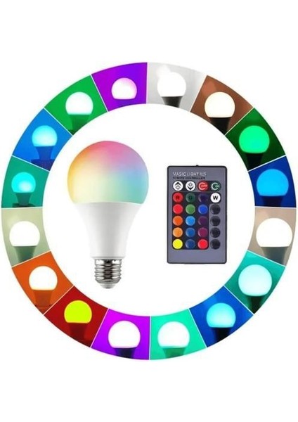 4 Adet Kumandalı, 20 Farklı Işık Renkli, Çakar Modlu Akıllı LED Ampul, Çok Kaliteli Rgb E-27 Ampul