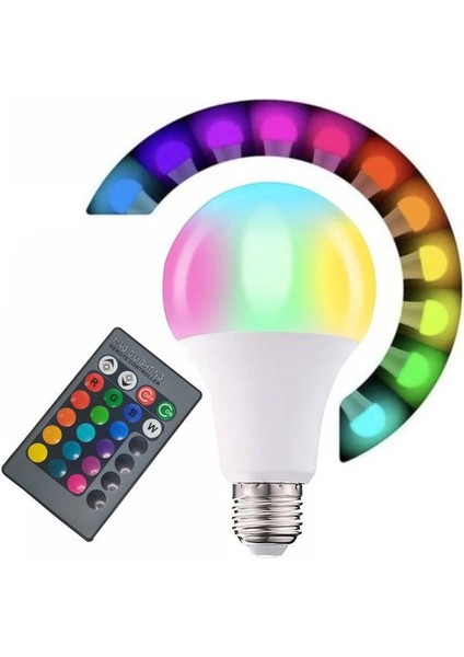 5 Adet Kumandalı, 20 Farklı Işık Renkli, Çakar Modlu Akıllı LED Ampul, Çok Kaliteli Rgb E-27 Ampul