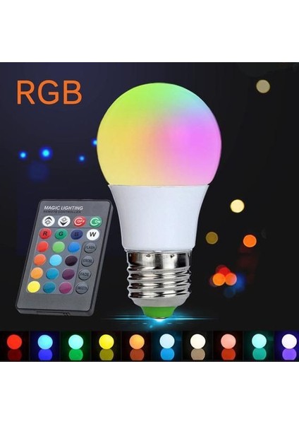 5 Adet Kumandalı, 20 Farklı Işık Renkli, Çakar Modlu Akıllı LED Ampul, Çok Kaliteli Rgb E-27 Ampul