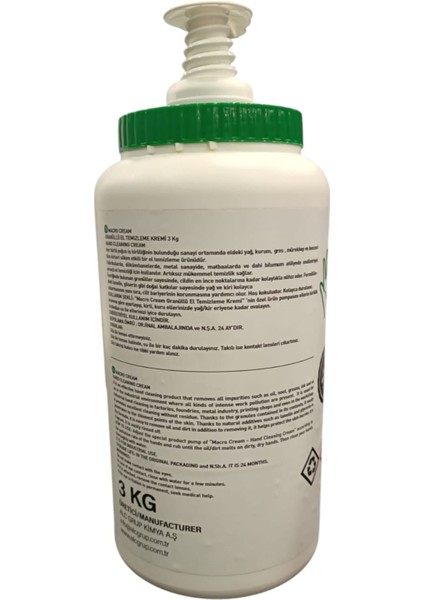 Macro Cream Granüllü El Temizleme Kremi 3 kg(Pompalı)