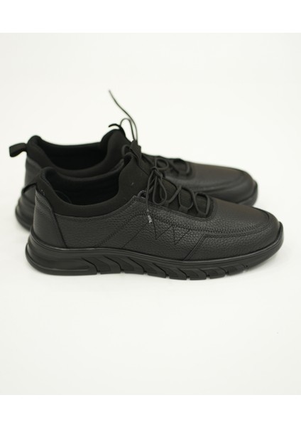Siyah Erkek Bağcıklı Deri Sneaker modelleri