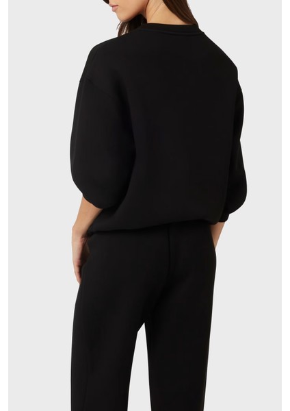 Ceilia Relaxed Fit Bisiklet Yaka Taşlı Logolu Sweat V4BQ15K7UW2 Bayan Sweat V4BQ15 K7UW2 Jblk