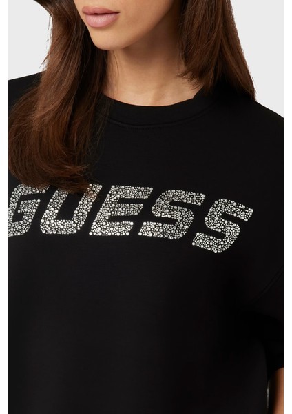 Ceilia Relaxed Fit Bisiklet Yaka Taşlı Logolu Sweat V4BQ15K7UW2 Bayan Sweat V4BQ15 K7UW2 Jblk