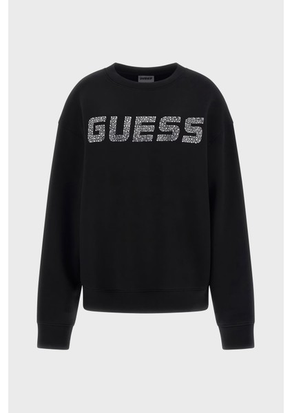 Ceilia Relaxed Fit Bisiklet Yaka Taşlı Logolu Sweat V4BQ15K7UW2 Bayan Sweat V4BQ15 K7UW2 Jblk
