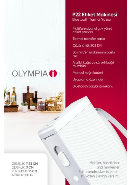 Etiket Makinesi P22 Beyaz - Bluetooth Termal Yazıcı fiyatları