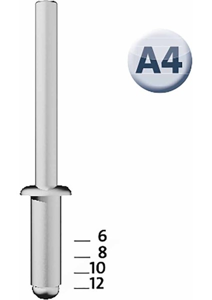 Kör Perçin Alüminyum 4 x 6 mm 70 Li Paket
