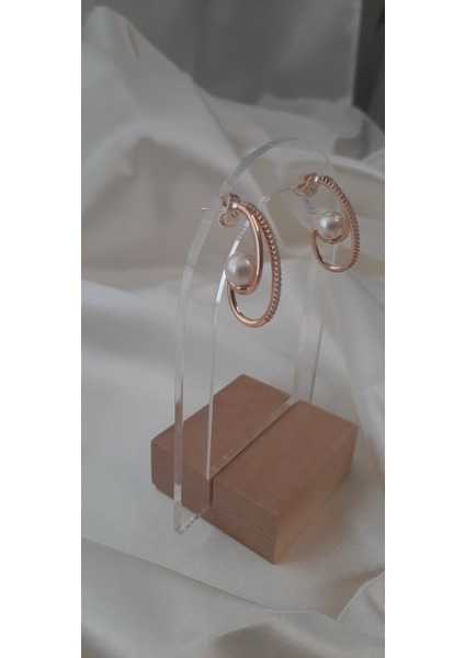 Vip Gold Zirkon Taşlı Incili Küpe