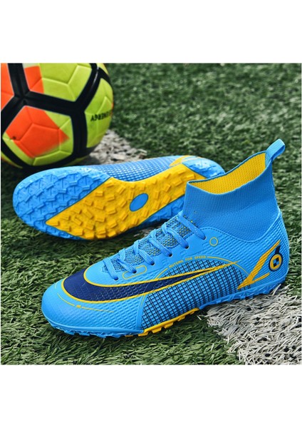 Çocuk Futbol Ayakkabıları, Yüksek Yardım Erkek Kız Spor Futbol, Mavi (Yurt Dışından) fırsatları