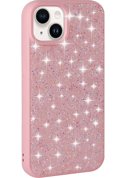 Apple iPhone 14 Uyumlu Kılıf Parlak Taşlı Pırlanta Pembe