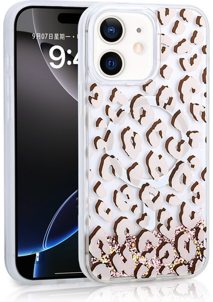 Apple iPhone 11 Uyumlu Kılıf Mossa Simli Baskılı Pembe