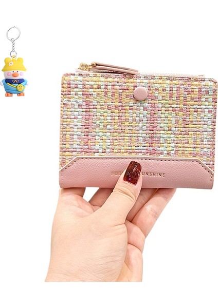 Dokuma Bayan Cüzdan Moda Basit Kısa Kart Tutucu Iki Katılımlı Para Cüzdanı (Yurt Dışından)