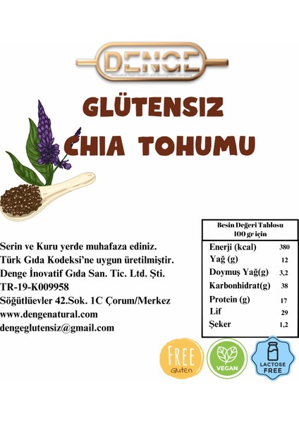Denge Glütensiz Organik Chia Tohumu 300 gr fırsatları