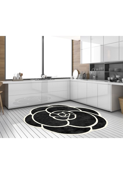Çiçek Desenli Latesk Kaymaz Taban Halı Daire