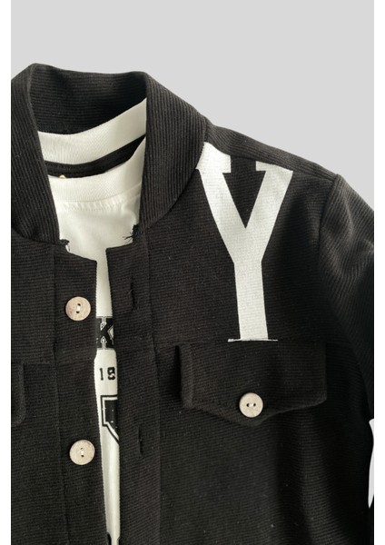 Ny Baskılı Kot Pantolonlu 3lü Erkek Çocuk Takım fırsatları