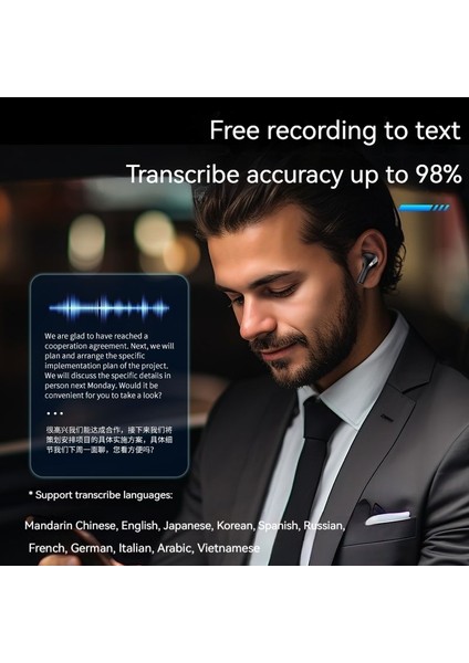 Aı Çeviri Kulaklığı Gerçek Zamanlı Çok Dilli Çeviri Özellikli Kablosuz Bluetooth Kulaklık, Ses Asistanı ve Toplantı Kaydı ile (Yurt Dışından) modelleri