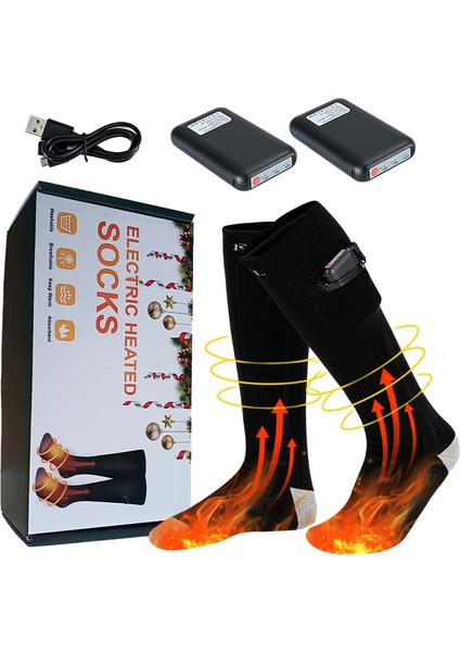 Şarj Edilebilir Isıtmalı Çorap, 5000MAH Pil Üç Kademeli Isıtma, Erkek ve Bayan Kışlık Termal Çorap, Ayak Isıtıcı (Yurt Dışından)