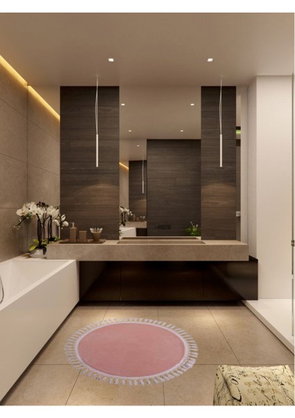 Yuvarlak Örgüllü Pelüş Kaymaz Taban Halı Yatak Odası Salon Odası Mutfak Ofis Banyo Paspas Rbt