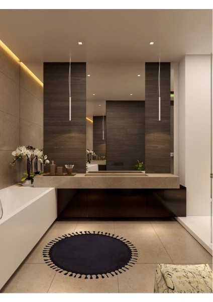 Yuvarlak Örgüllü Pelüş Kaymaz Taban Halı Yatak Odası Salon Odası Mutfak Ofis Banyo Paspas Rbt