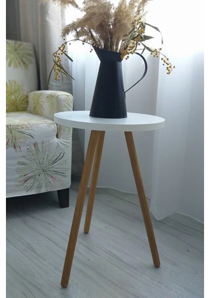 Tekli Yan Sehpa Çiçeklik Saksılık Standı Dekoratif Yan Sehpa Seti Ahşap Ayaklı (33 cm Çap) fırsatları